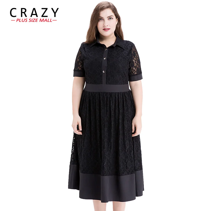 Crazy размера плюс Mall черное кружевное платье женские элегантные вечерние платья с
