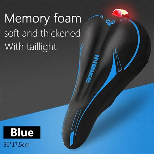 Foam Blue With Light INBIKE, удобный чехол на седло велосипеда с задним фонариком, подушка для горного велосипеда, силикагель, плотные дышащие аксессуары для велоспорта SC9 - Цвет: Foam Blue With Light