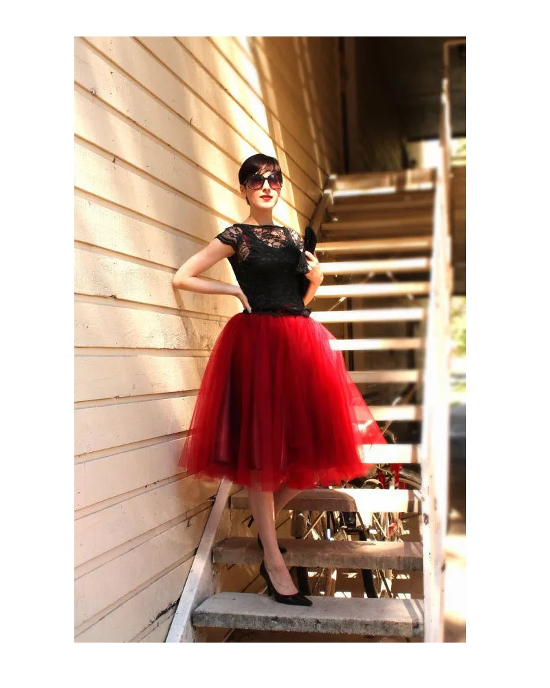 Женская фатиновая юбка миди красная для свадебной вечеринки|red tulle skirt|fashion skirttulle