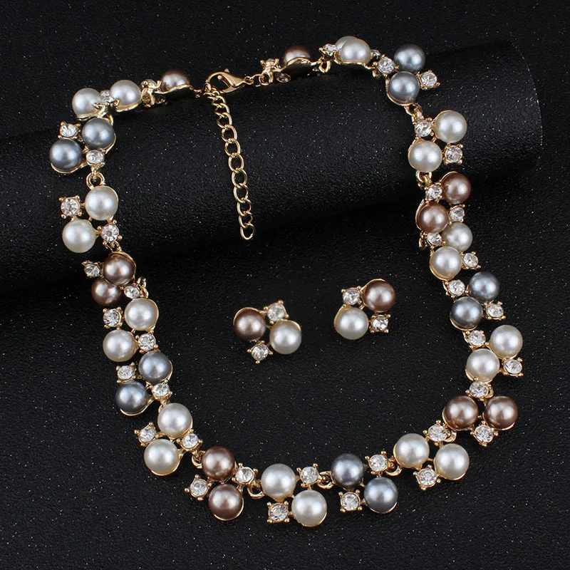 Набор украшений jiayijiaduo ожерелье и серьги для женщин золотого цвета имитация