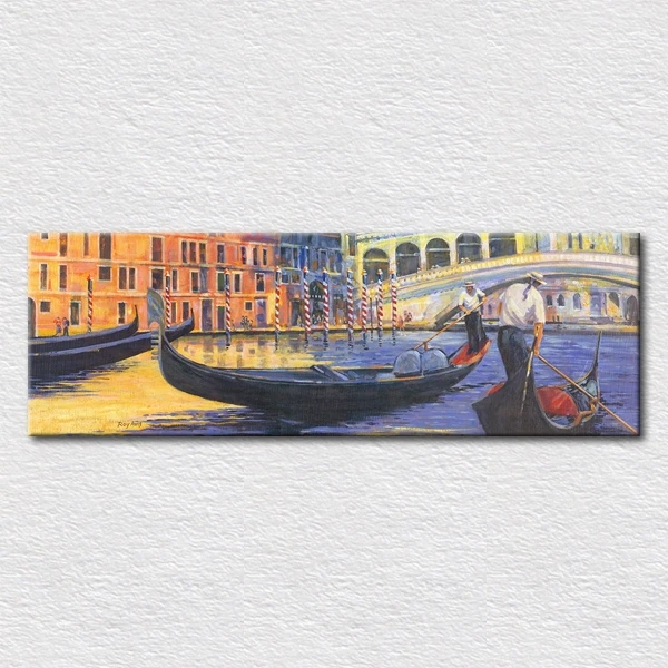 

Canvas prints art of hand painted Italy Venice street oil painting picture ships on the Venice street