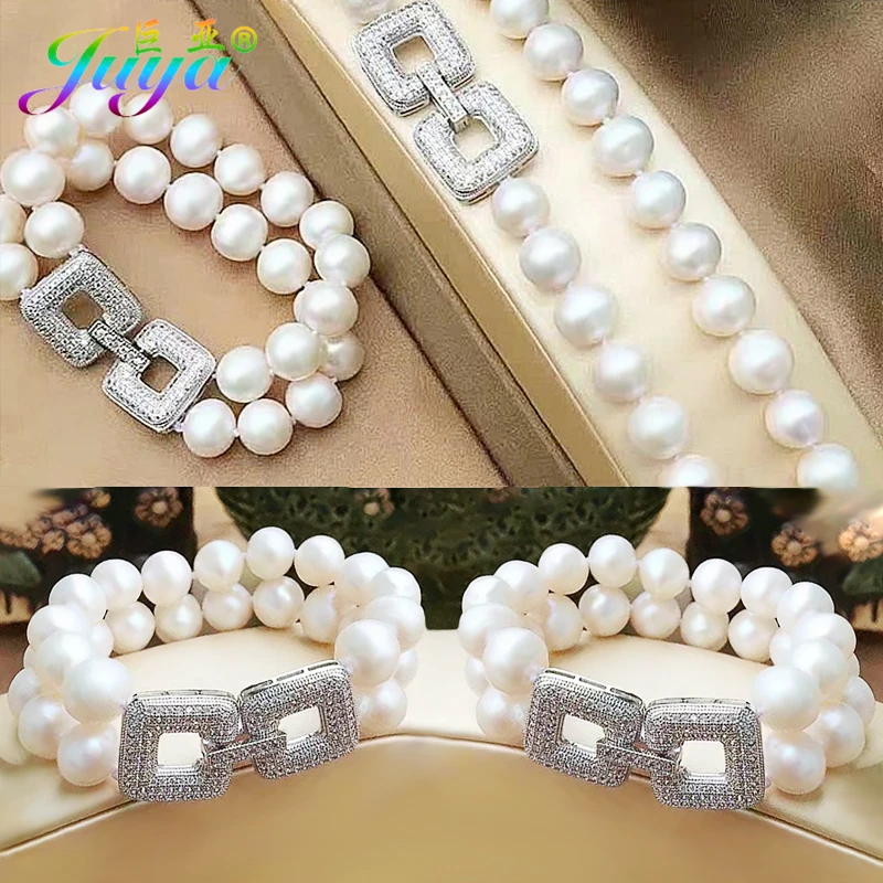 

Juya DIY Baroque Pearls Jewelry Clasps Handmade Fastener Closure Hook Clasps For Women Luxury Natural Stone Pearl Jewelry Making