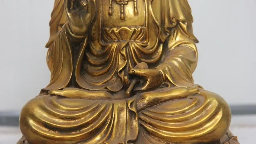 15&quot Tibet Buddhism Bronze copper Kwan-Yn GuanYin Bodhisattva Sit on Lotus Statue | Дом и сад
