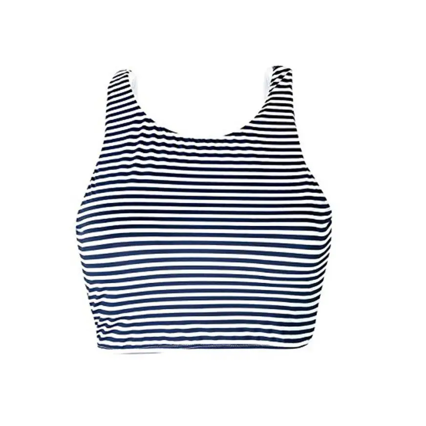 Бикини с высокой талией 2 шт. 2017 купальник пуш-апом подкладкой в полоску для