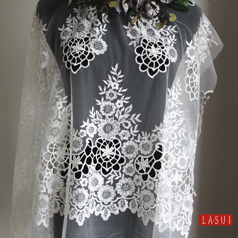 LASUI 2017 красивые благородные белые вышитые кружева ручной работы сделай сам ткань