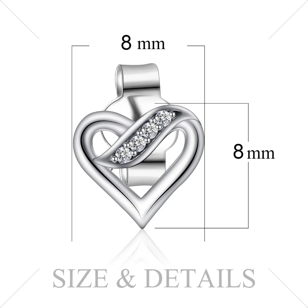 JewelryPalace 925 Sterling Silver Earrings Stud Infinity Love Heart CZ Wedding Engagement Promise Jewelry Gifts New | Украшения и