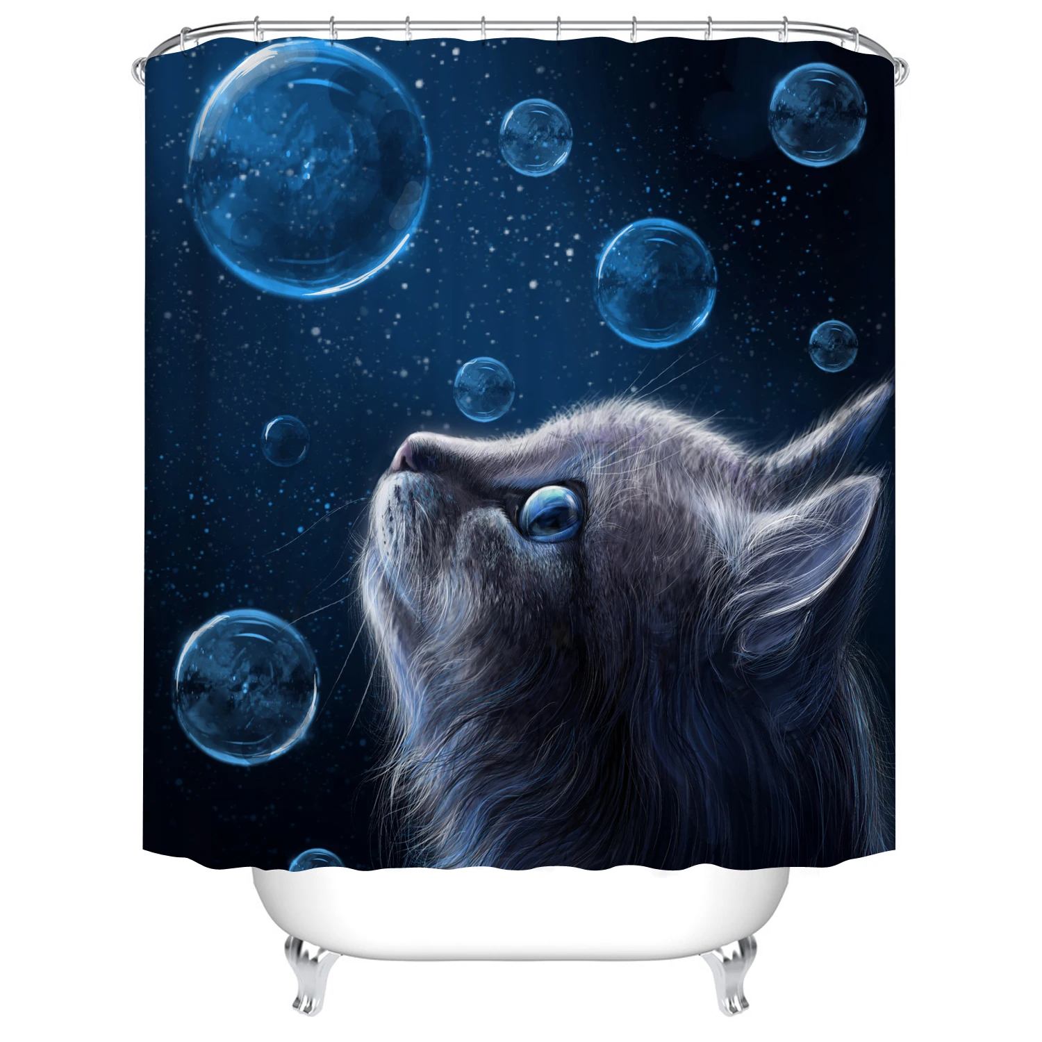 C0708 Животные мультфильм бабочка милые кошки 3d для ванной Одиночная печать занавеска для душа водонепроницаемый полиэстер для ванной комнаты декор с 12 крючками - Цвет: C0708