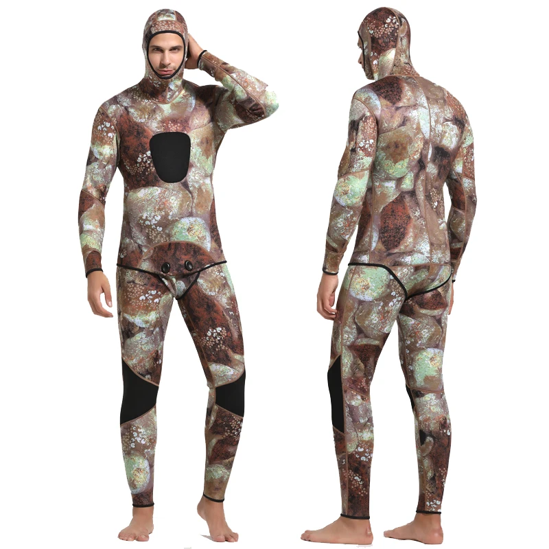 

Mens Neoprene Wetsuit 2-Piece set 3mm Super Stretch Camouflage Fullsuit for Freediving Snorkeling Swimming Spearfishing Wetsuit