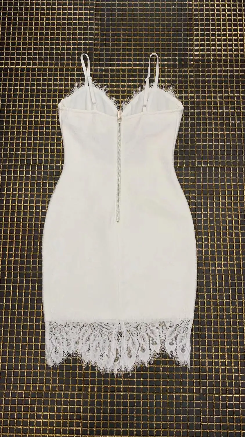 Новинка модное Стильное женское платье белое кружевное вискозное Бандажное