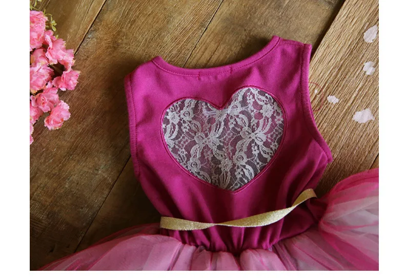 2018 Summer Back Lace Heart Dress Girls Princess Puffy Dresses Boutique Costume Pink Wedding 3-9yrs 18PCW0047 | Детская одежда и