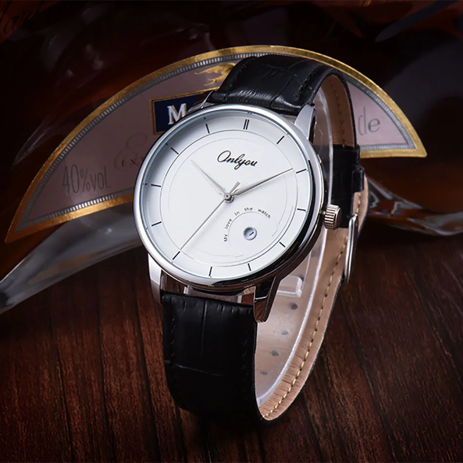 ONLYOU Watch Woman Fashion Design Brand Men Leather Vintage Quartz Calendar Analog Clock Lovers Women Wrist Best Deal | Наручные часы