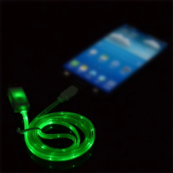 Зеленый Светящийся светодиод видимый свет с usb-кабелем лампа ночник с Micro USB 2,0 синхронизации данных зарядный кабель Функция световая полоса - Цвет: Зеленый