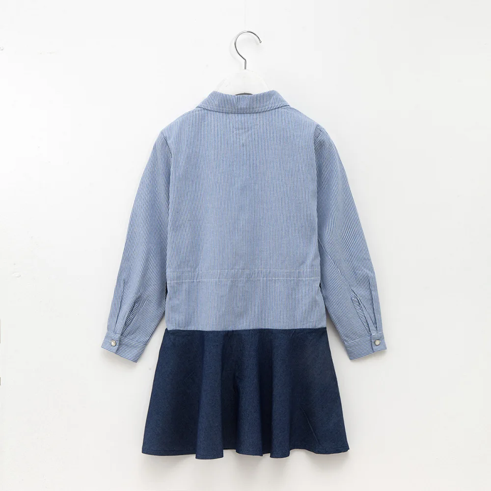 striped cotton shirt dresses age for 8 - 16 yrs teenage girl long sleeve dress 2018 school style autumn winter frocks girls | Детская