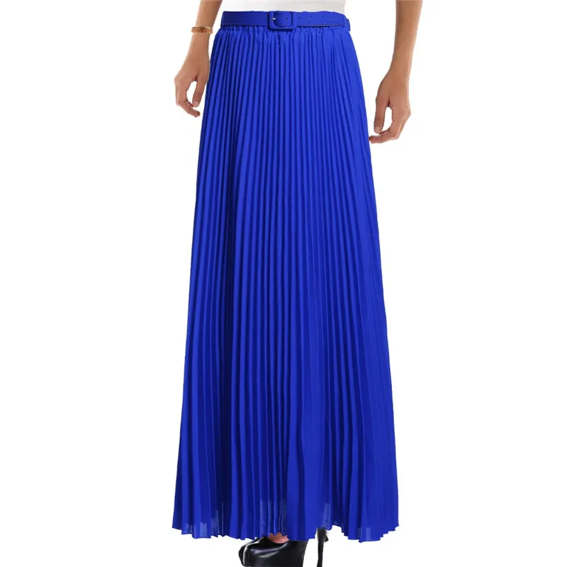 Elegant Summer 2016 Chiffon Women Long Skirts Womens High Waist Pleated tulleTutu Maxi Skirt Bohemian Solid 10 Colors falda | Женская