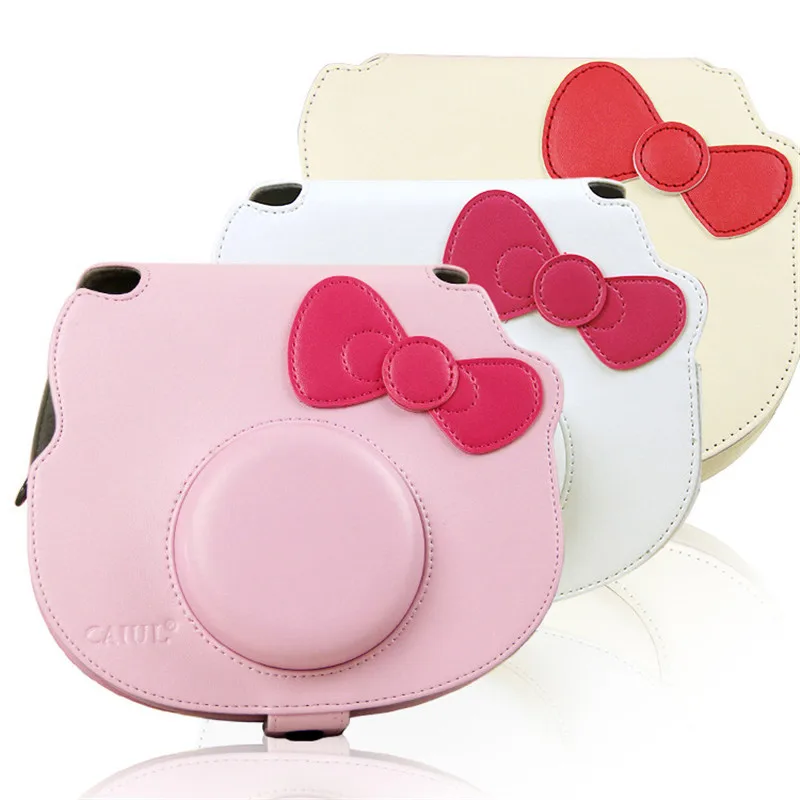 Красочный чехол из искусственной кожи для камеры Fujifilm Instax Mini Kitty с плечевым
