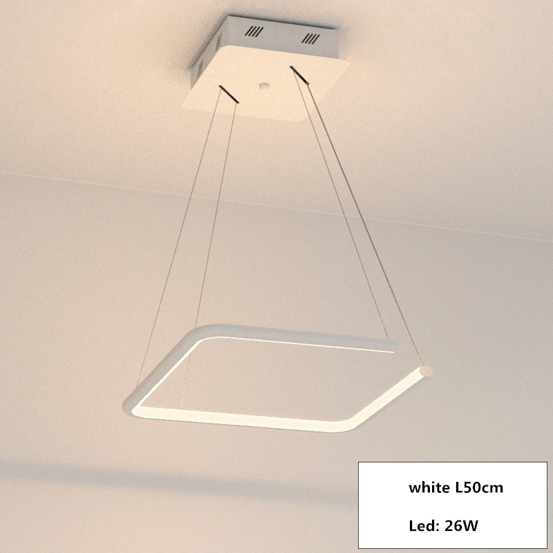 1 ring L50cm 26W Современный Пульт Управление затемнения блеск Led люстра прямоугольник светильник Led подвесная люстра Обеденная висит Lamparas - Цвет абажура: 1 ring L50cm 26W