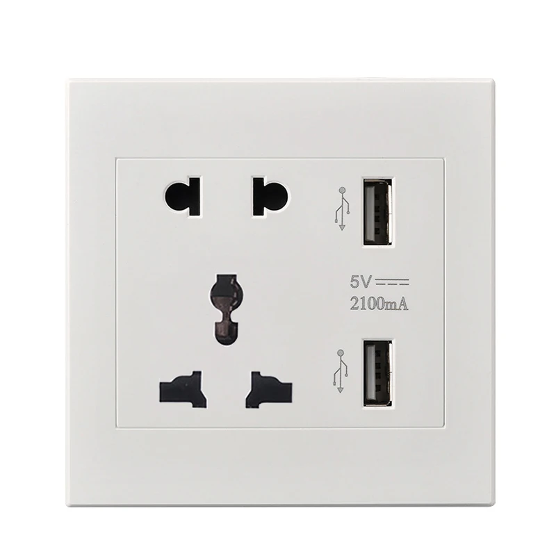 Universal Socket SHIERAK Универсальный 2100mA 5V 2 USB настенная розетка 110-250V домашнее настенное зарядное устройство 2 порта USB розетка зарядное устройство для телефона - Тип: Universal Socket