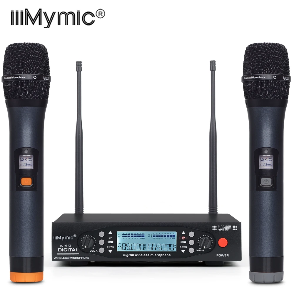 

IU-612 PLL UHF Wireless Microphone System 2 way 100 Channels Metal Handheld Wireless Mic Karoke KTV Party Dynamic Microphone