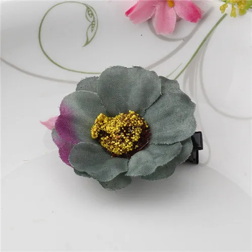 gray Новые тканевые заколки для волос с цветами для девочек, детские заколки для волос, заколки для волос, аксессуары для волос, детские шпильки с цветами - Цвет: gray