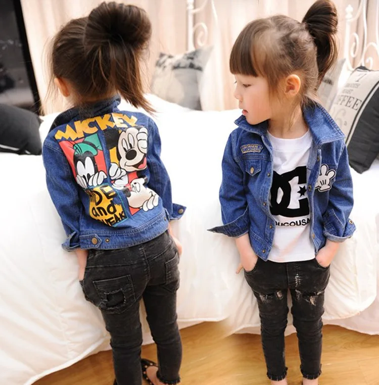 Boys Girls Cartoon Pattern Cowboy Jackets Denim Clothes Long-sleeve Coat and Kids Children's clothes | Детская одежда и обувь