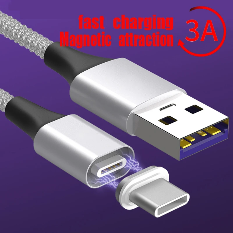 Магнитный кабель для Samsung note5/note8/note9/A6s/A8s/A9s сильное всасывание USB Type C 3 А быстрая