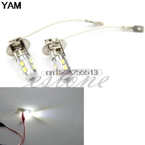 2 шт. автомобильные светодиодсветодиодный лампы H3 10 SMD 5630 белые Противотуманные