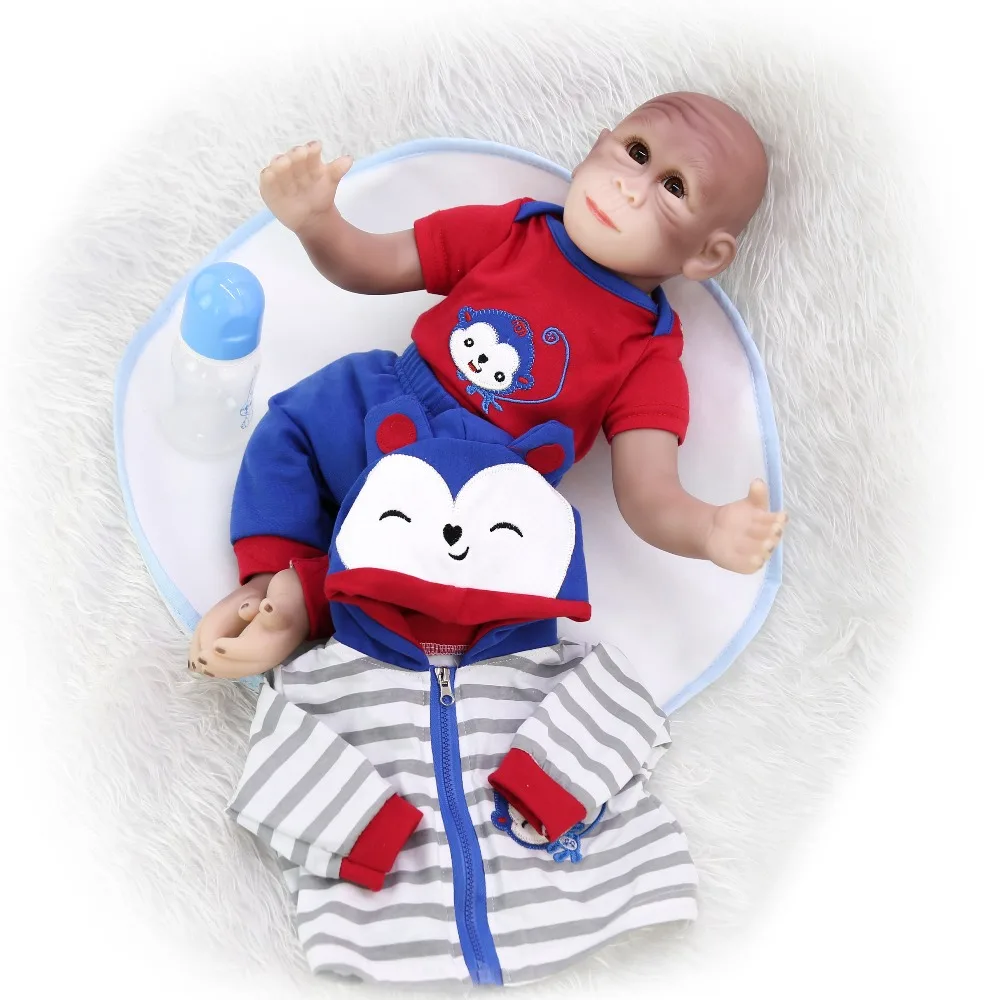 Кукла reborn Monkey 19 &quot46 см Реалистичная мягкая силиконовая виниловая для