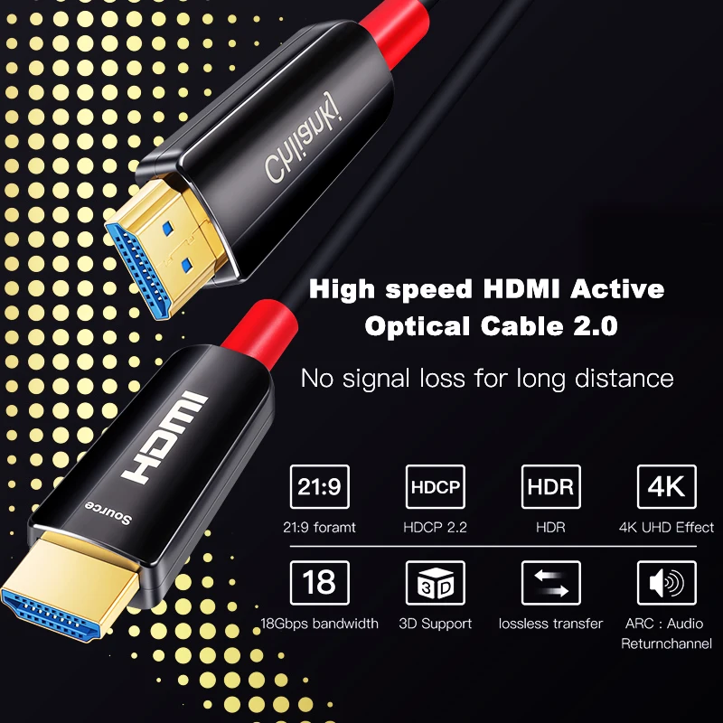 Lungfish оптический кабель HDMI 2 0 4k 60HZ HDR для HD tv Box проектора PS4 длинный 5 м 10 15 20 30 50 HDMI| |