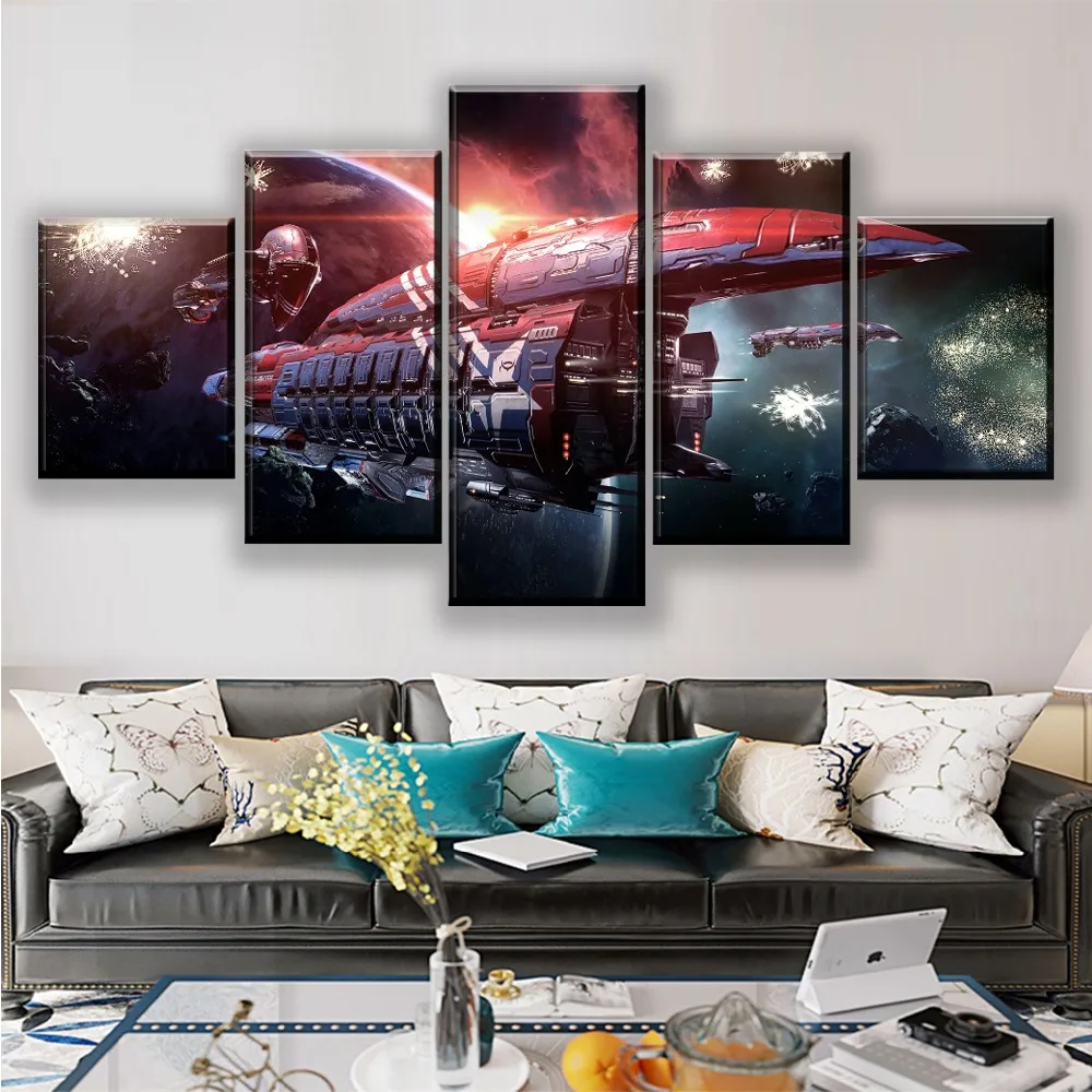 Home Decor Modular Poster 5 Pcs Pictures Game EVE Online Planet Spaceship Wall Art Canvas Printed Painting Living Room Modern | Дом и сад