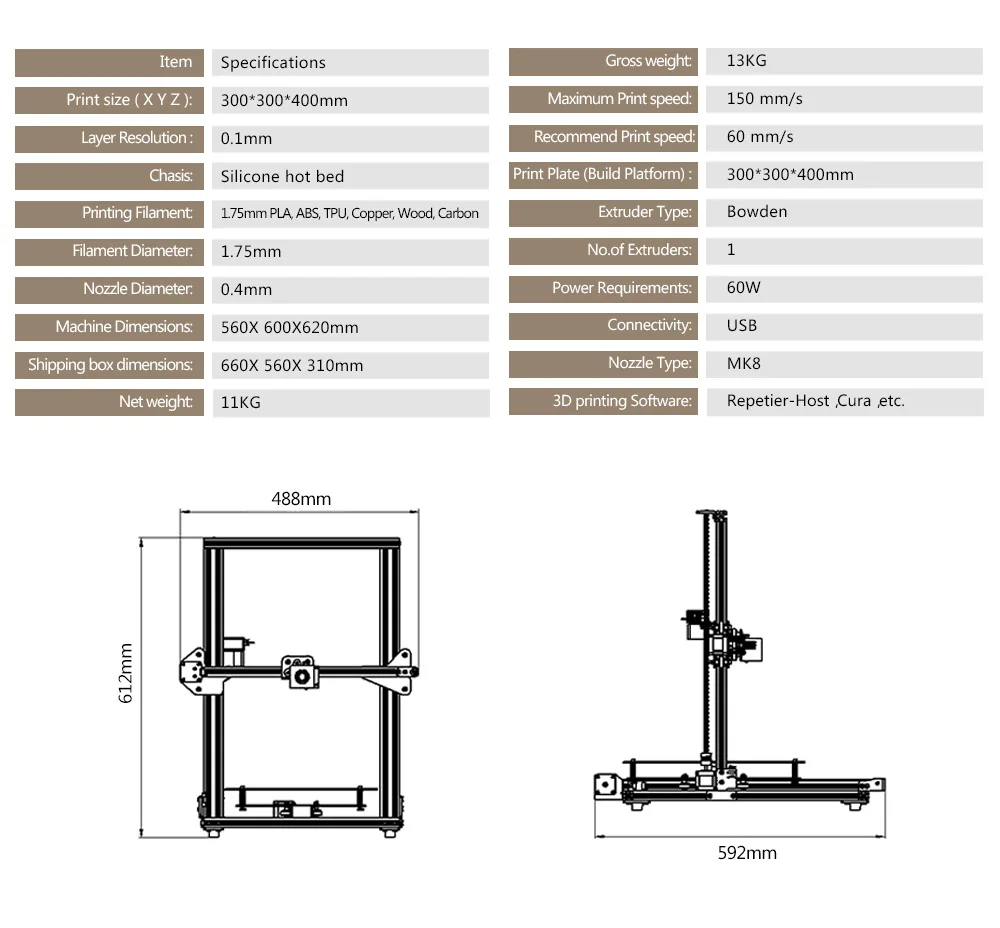 Newest TEVO Tornado 3D Printer Fully Assembled Aluminium Extrusion Impresora 3d Large Bed 3D Printer Machine Titan Extruder