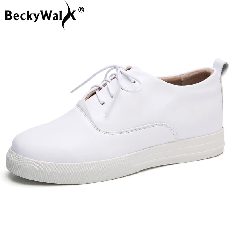 Женские кроссовки на шнурках BeckyWalk мокасины из натуральной кожи скрытой танкетке