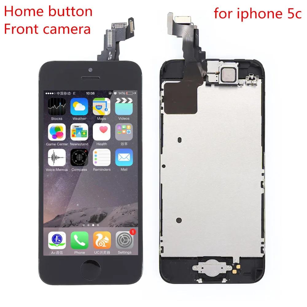 5 шт. Замена Для iPhone 5C ЖК-W/Стекло Оригинала Сенсорный Экран + Home Button Камера Дисплей