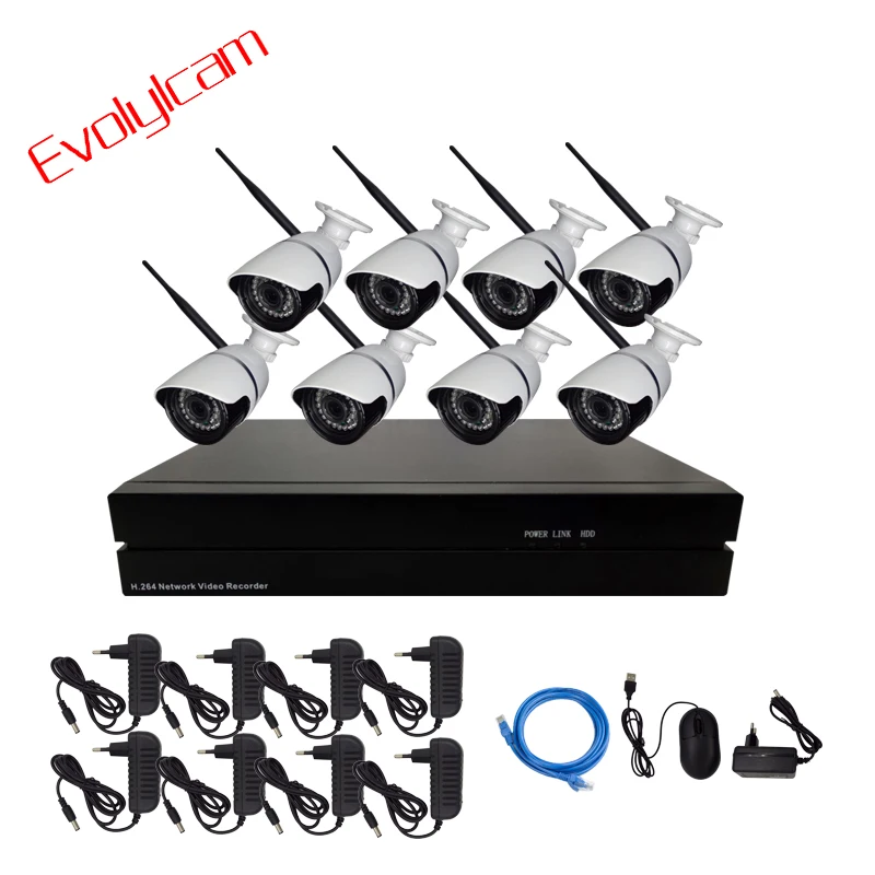 Evolylcam 4CH/8CH NVR Беспроводная 2MP 1080P ip камера Onvif P2P WiFi наружная ИК видеонаблюдения CCTV