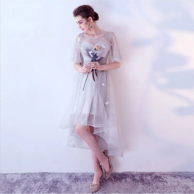 Вышивка Асимметричный 2018 Новый Для женщин Элегантные Короткие платье Вечерние