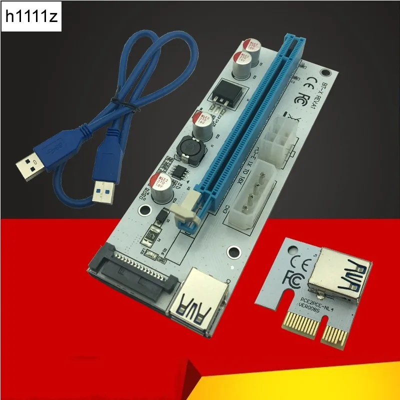 

Переходная карта VER008S 3 в 1 Molex Power 60 см PCI-E 4 Pin 6 Pin SATA USB 3,0 PCI-E 1х в 16x для майнинга Antminer Bitcoin