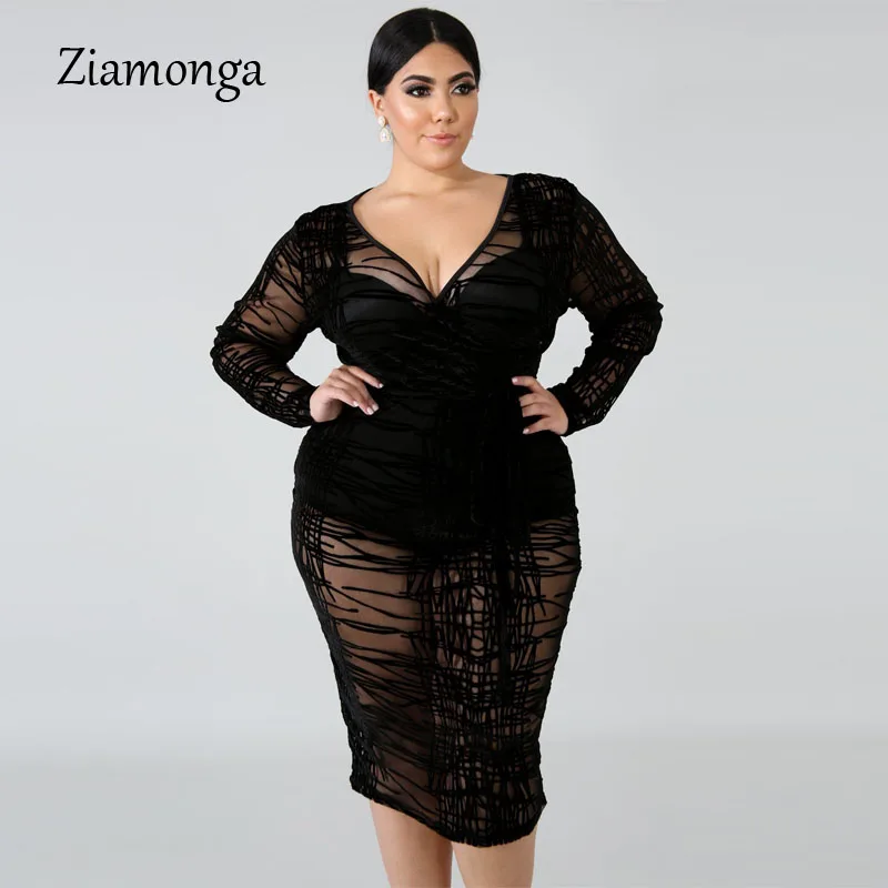 Ziamonga плюс Размеры XXXL 4XL 5XL рукавов сексуальное платье кружева Для женщ|Женские