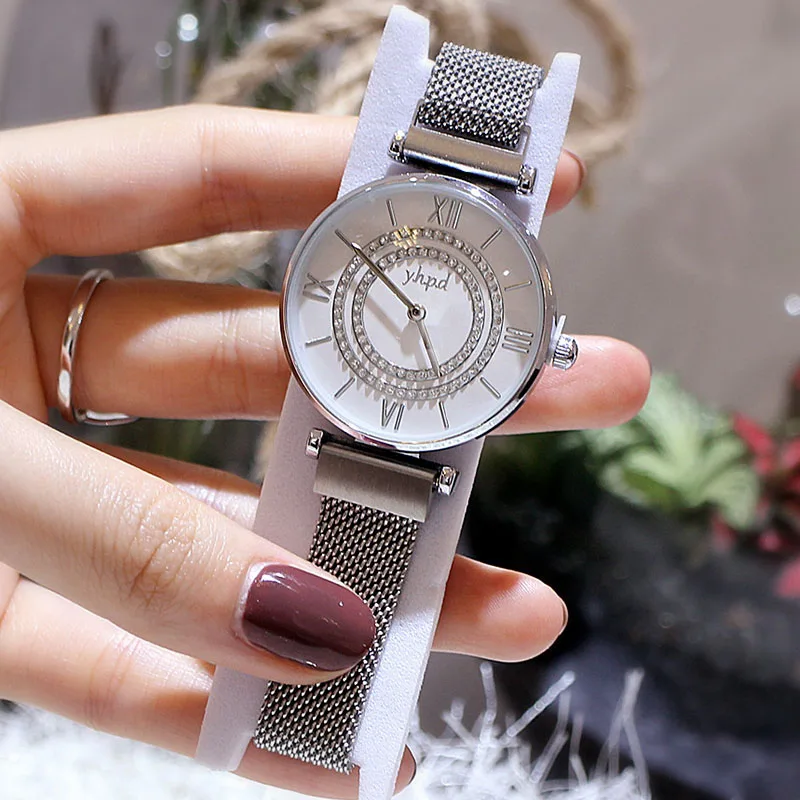 

Rose Gold Watch Women Watches Diamond Dress Quartz Ladies Watches Casual Mesh Steel Waterproof Female Clock Relogio Feminino