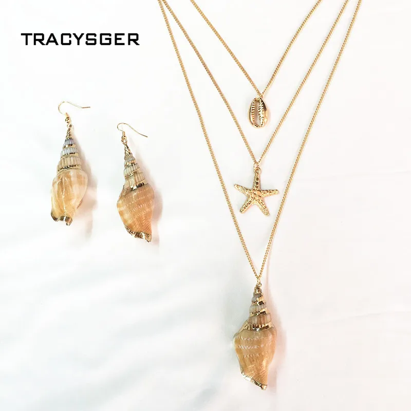 AG 84544/tracysger/модное натуральное ожерелье из раковины с морской звездой|Цепочки| |