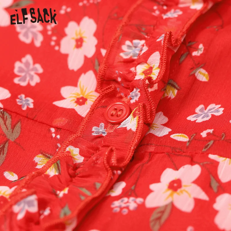 ELFSACK шифоновые женские летние платья с открытыми плечами и ремешком милое