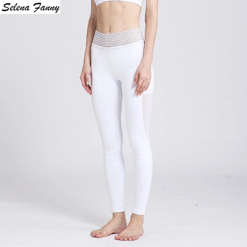 Женские сетчатые штаны для фитнеса и йоги Selena Fanny с карманами высокой талией