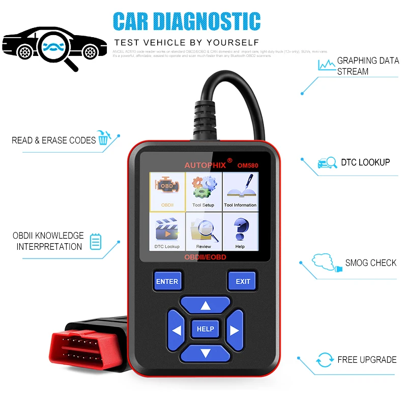Autophix OM580 OBD2 Автомобильный сканер для двигателя улавливания топливных паров (EVAP) OBD