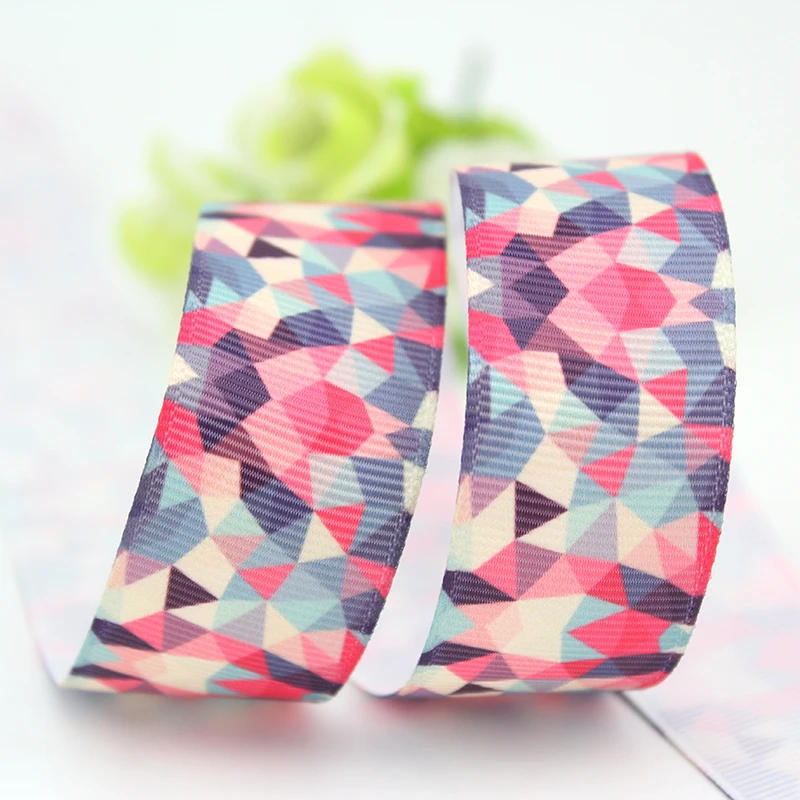 

Each pattern 5 yards coloured geometric printed grosgrain ribbon set 25mm for DIY Handmade Accessories Decoration