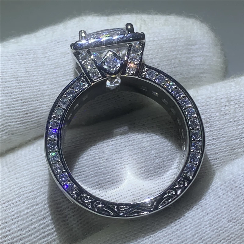 Винтажное кольцо Принцесса Cut 3ct 5A Циркон Sona Cz серебро 925 пробы обручальное