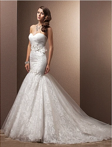 Fashionable Mermaid Inexpensive Wedding Dress With Crystals Lace Up Vestido De Noiva Imported China Plus Size Pretty Gown 2015 | Свадьбы и