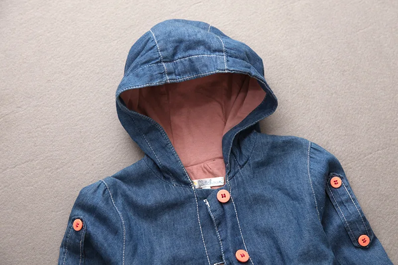 Модные детские пальто и куртки джинсовые для младенцев двухуровневое длинное