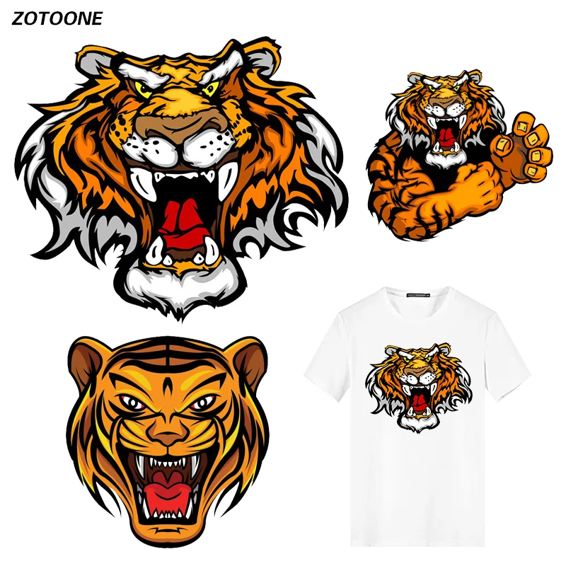 

ZOTOONE Trend Tiger Iron on Transfer Patches on Clothing Diy Patch Heat Transfer for Clothes Decoration Stickers Accessories G