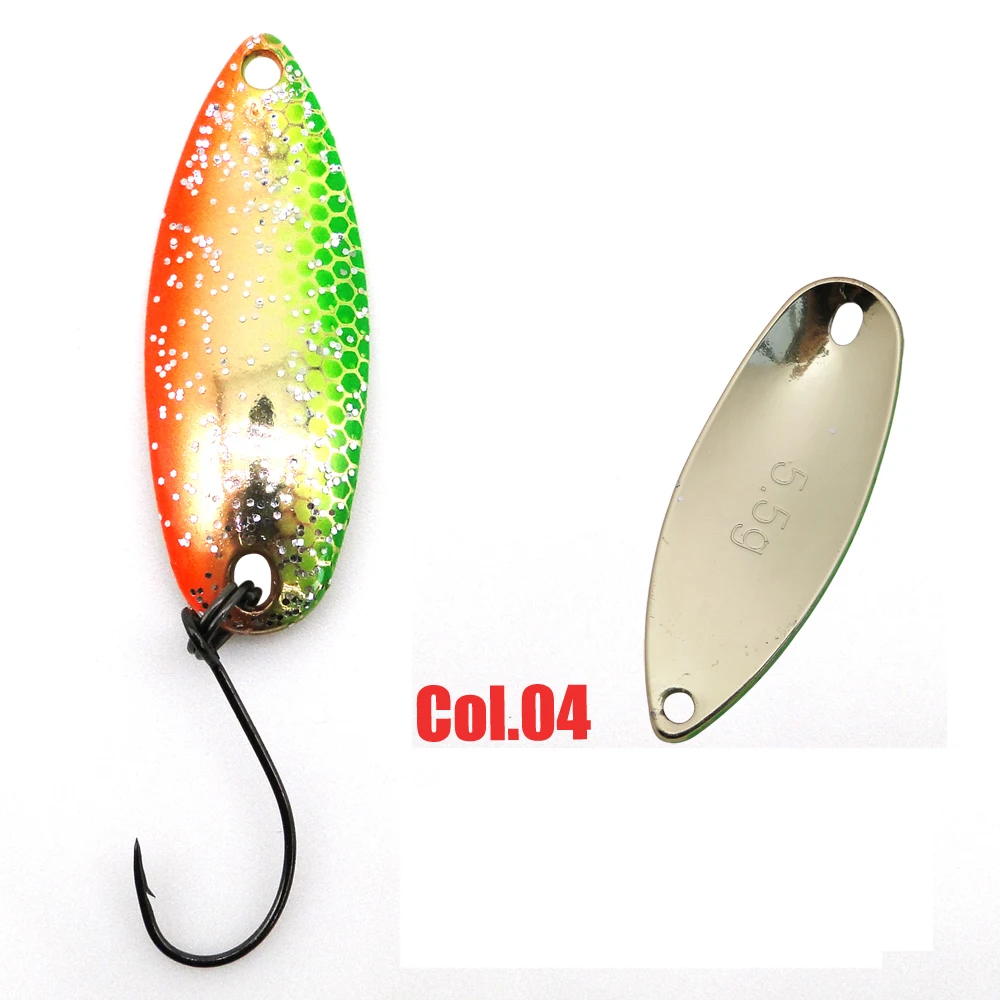 4 Green orange Tomic 1pc 2g 3,5g 5g lake area trout spoons casting micro metal fishing lures artificial bait ultralight - Цвет: 4 Green orange