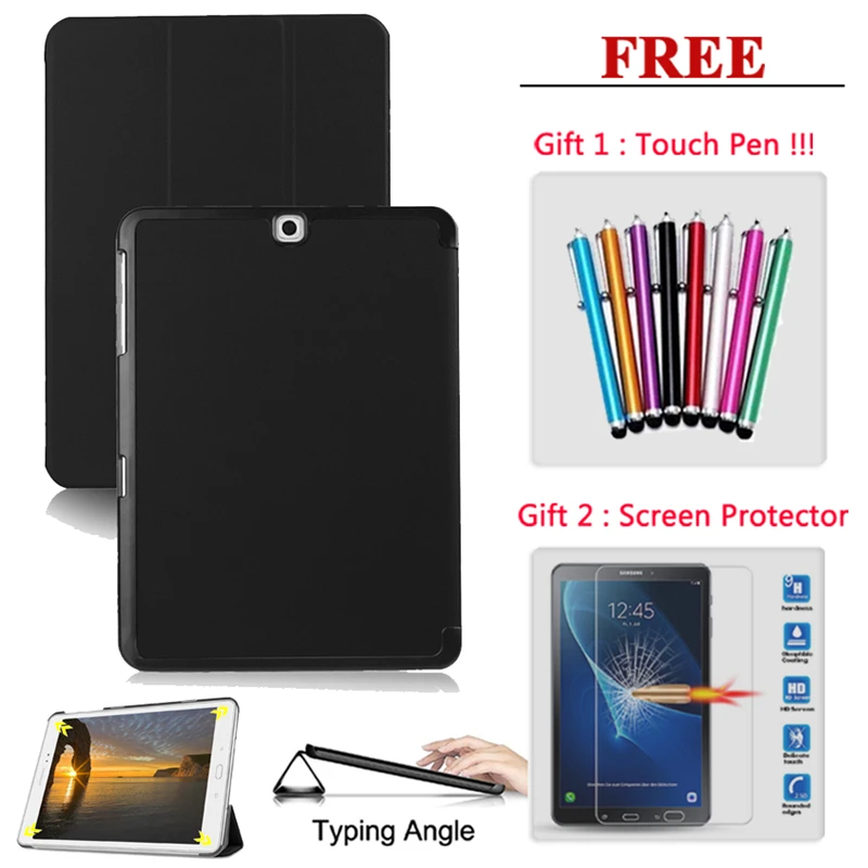 Бесплатная защита экрана стекло + чехол для планшета Samsung Galaxy Tab S2 S3 S4 9 7 10 5 SM T710 T715