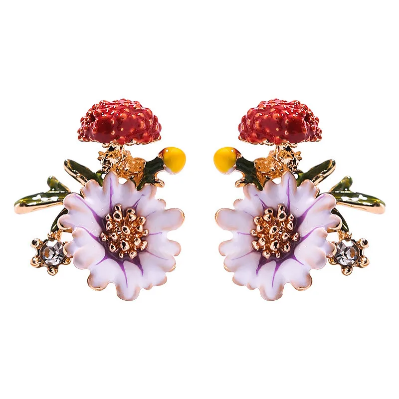 Современные женские серьги 2018 винтажные цветные серьги-гвоздики с грибами