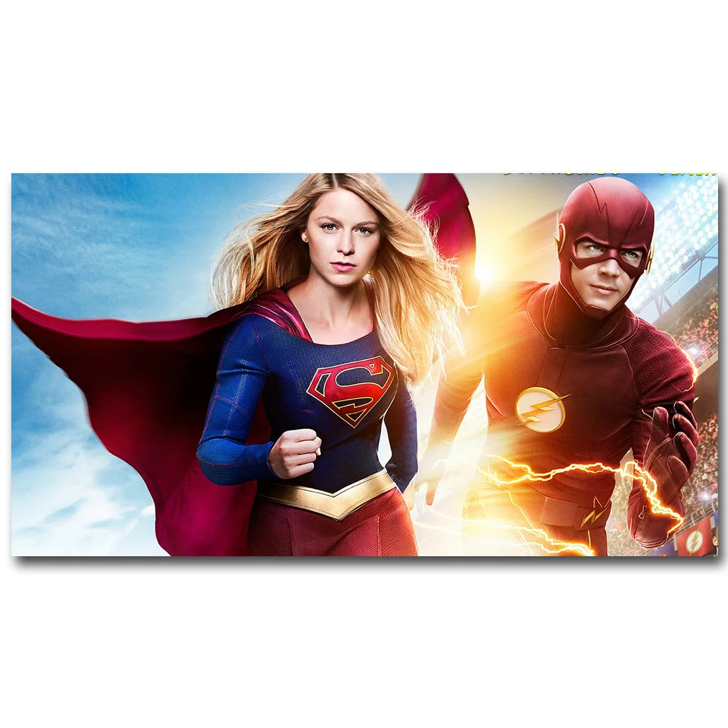 Постер Supergirl and The Flash Superhero из шелковой ткани с принтом 13x24 дюйма новые картины